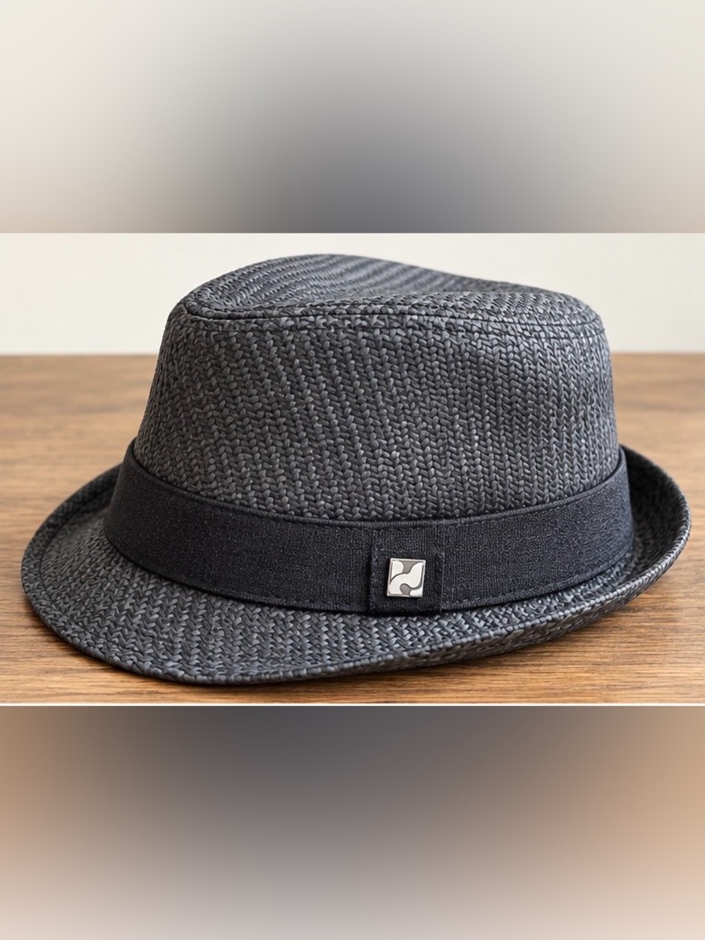 Peter Grimm Dark Gray Woven Fedora Hat S/M Black Band Trilby